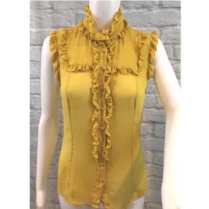 Derek Lam Button Front Ruffled Sleeveless Blouse